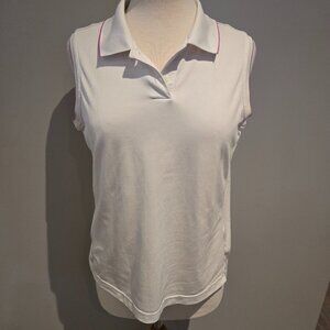 Adidas ClimaCool Sleeveless Golf Polo | Size Large | White/Pink